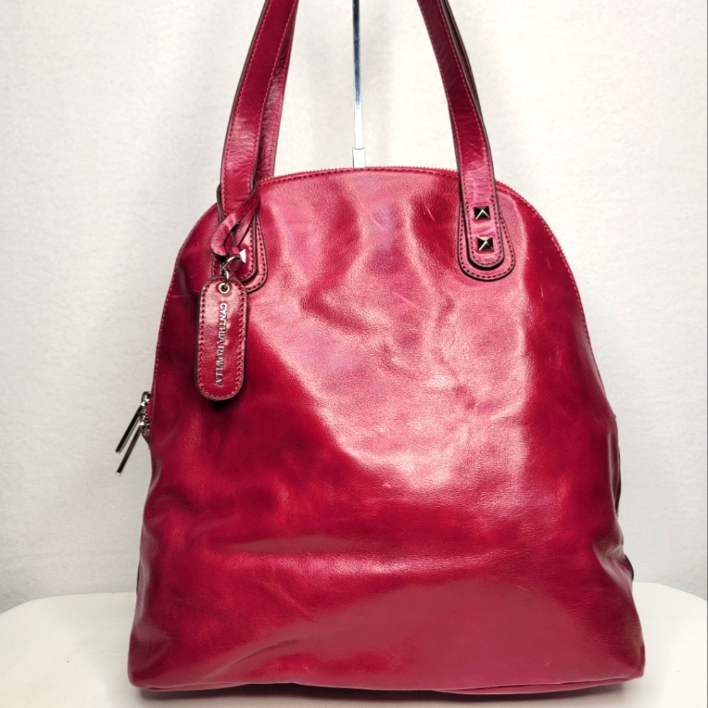 Cynthia Rowley Chic Fuscia Leather Dome Shaped Tote Bag P175